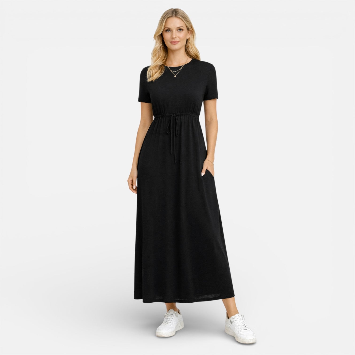 cotton maxi dress short sleeve Women's Maxi Dress Cotton Comfort Classic Short Sleeve – Felorro
