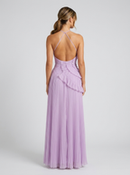 Women’s Pleated Halter Maxi Dress – Ruffle Wedding Guest Dress