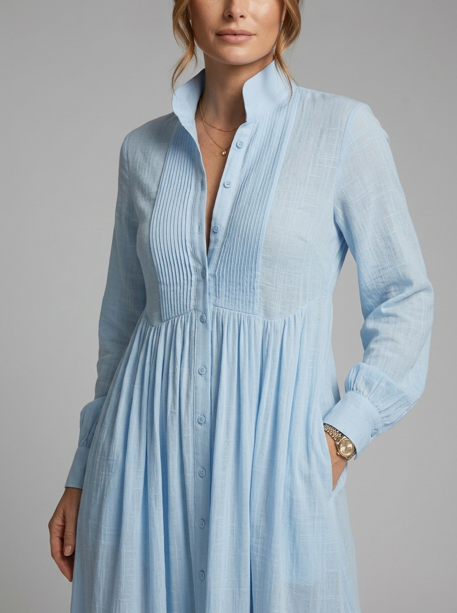 Women’s Button Front Maxi Dress – Long Sleeve Summer Dress