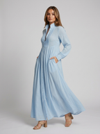 Women’s Button Front Maxi Dress – Long Sleeve Summer Dress