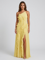 Women’s Pleated Halter Maxi Dress – Ruffle Wedding Guest Dress