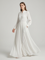 Women’s Button Front Maxi Dress – Long Sleeve Summer Dress