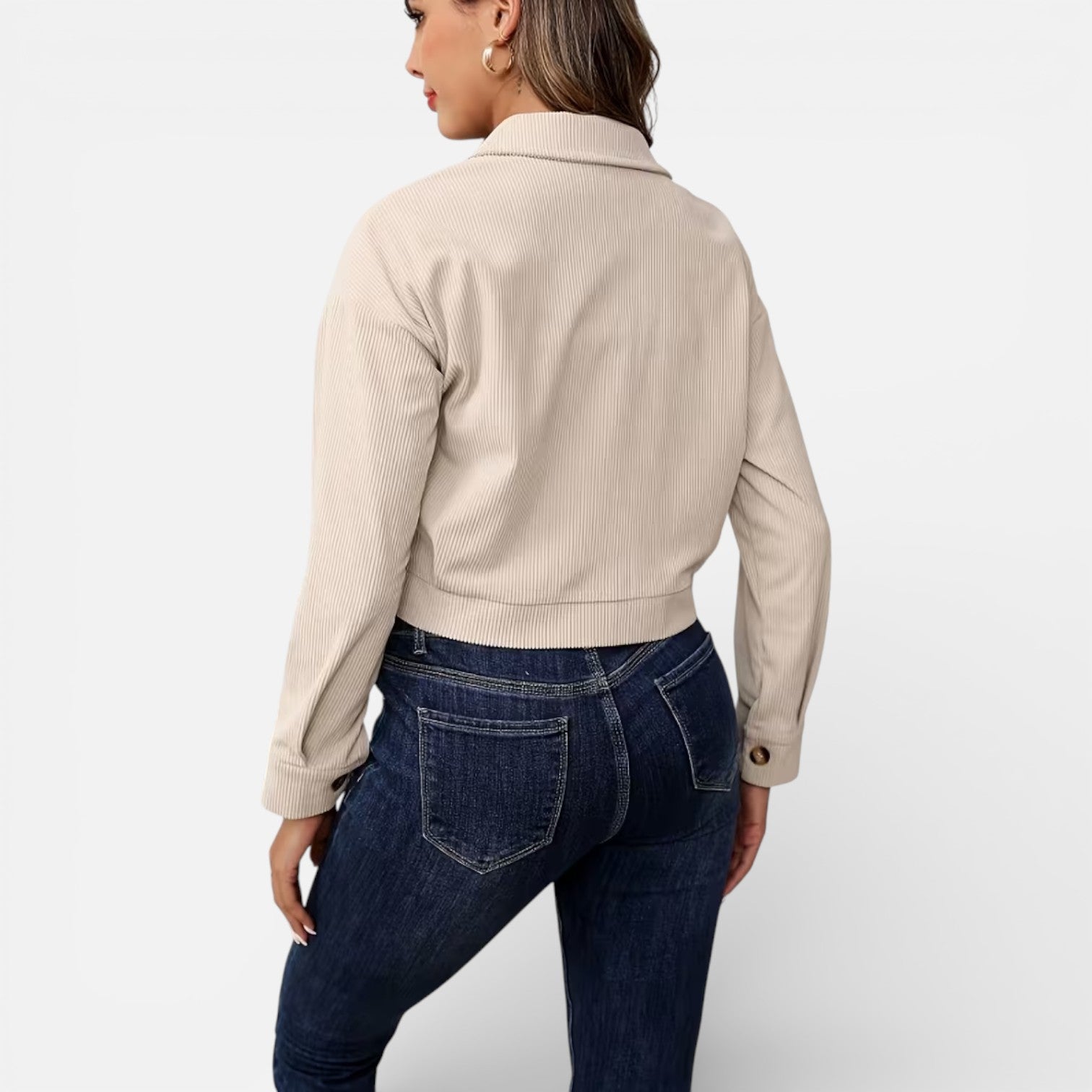 Women’s Cropped Cotton Jacket Classic Tailored Everyday Style