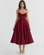 Women’s Corset Midi Dress with Tulle Skirt