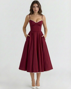 Women’s Corset Midi Dress with Tulle Skirt