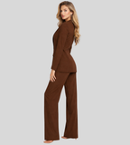 Women's Tailored Blazer & Wide Leg Trouser Suit Set