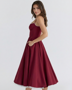 Women’s Corset Midi Dress with Tulle Skirt