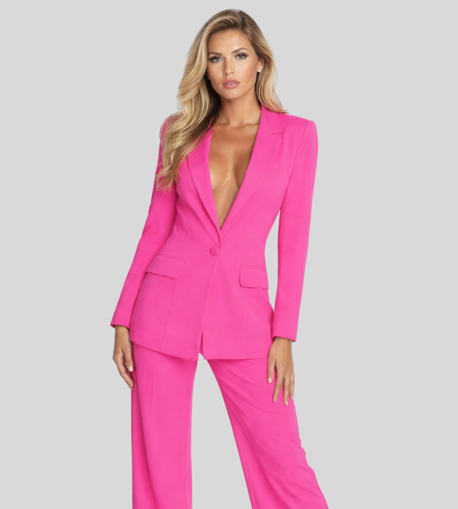 Women's Tailored Blazer & Wide Leg Trouser Suit Set