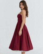 Women’s Corset Midi Dress with Tulle Skirt