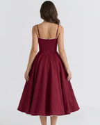Women’s Corset Midi Dress with Tulle Skirt