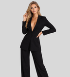 Women's Tailored Blazer & Wide Leg Trouser Suit Set