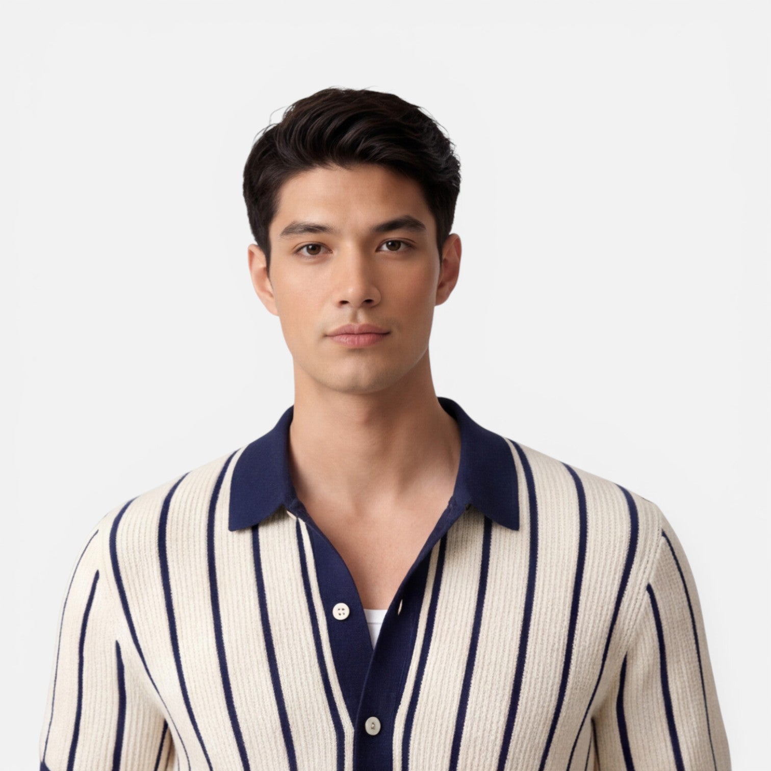 Felorro | Men’s Striped Knit Polo Shirt Lightweight Summer Classic Fit