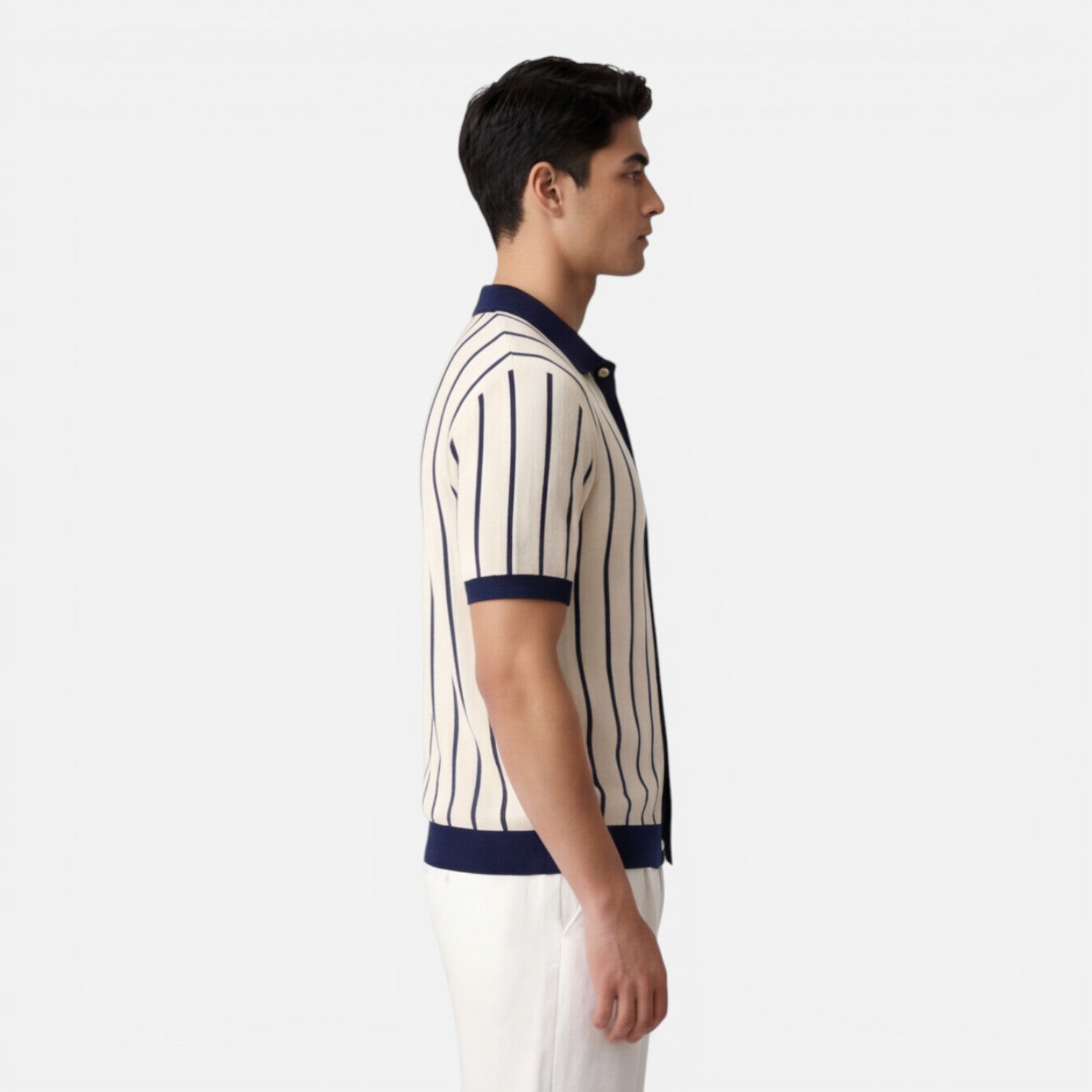 Felorro | Men’s Striped Knit Polo Shirt Lightweight Summer Classic Fit