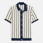Felorro | Men’s Striped Knit Polo Shirt Lightweight Summer Classic Fit