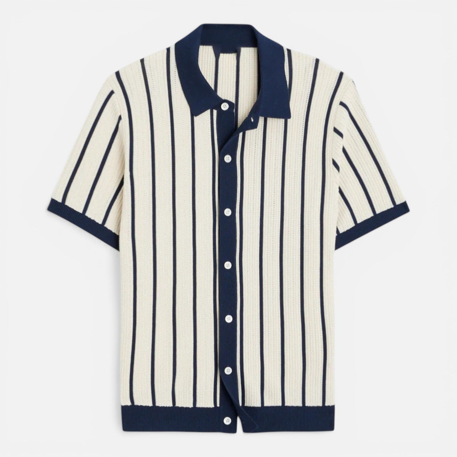 Felorro | Men’s Striped Knit Polo Shirt Lightweight Summer Classic Fit