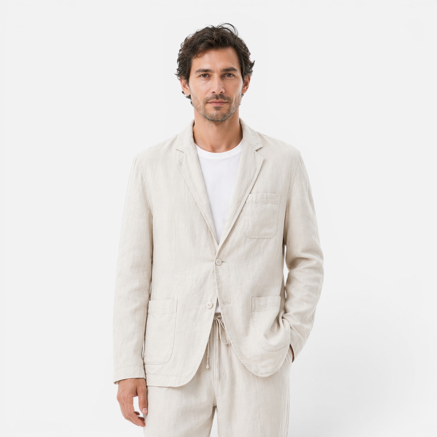 Felorro | Men’s Linen Suit Set Lightweight Breathable Summer Classic Fit