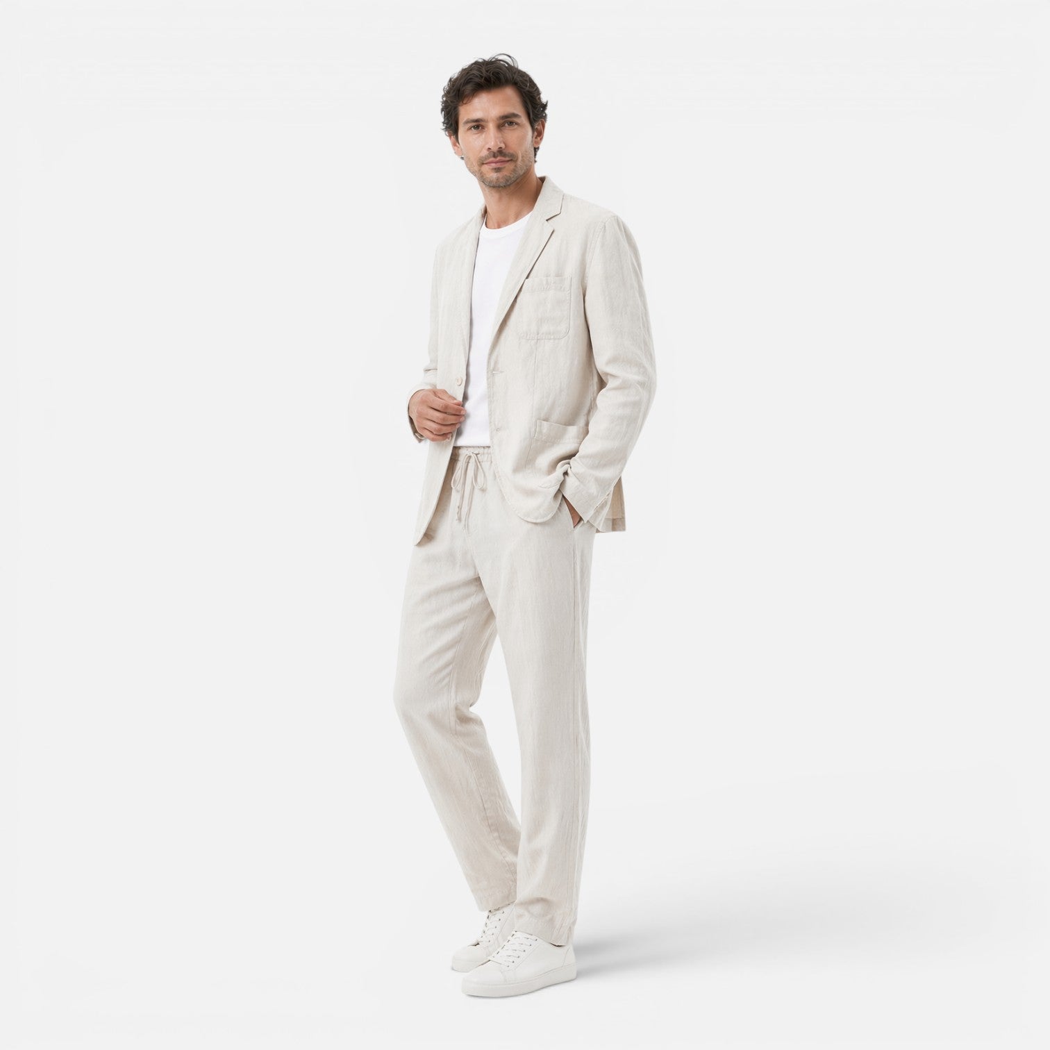 Felorro | Men’s Linen Suit Set Lightweight Breathable Summer Classic Fit