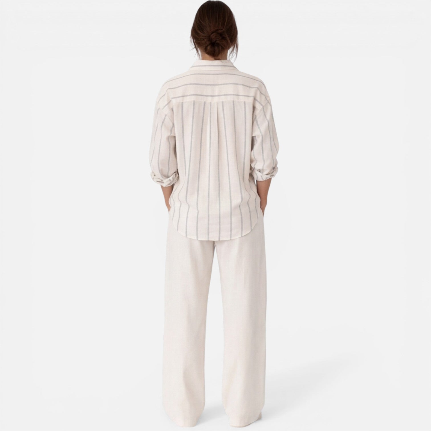 Women’s Striped Button Down Shirt Relaxed Fit Lightweight
