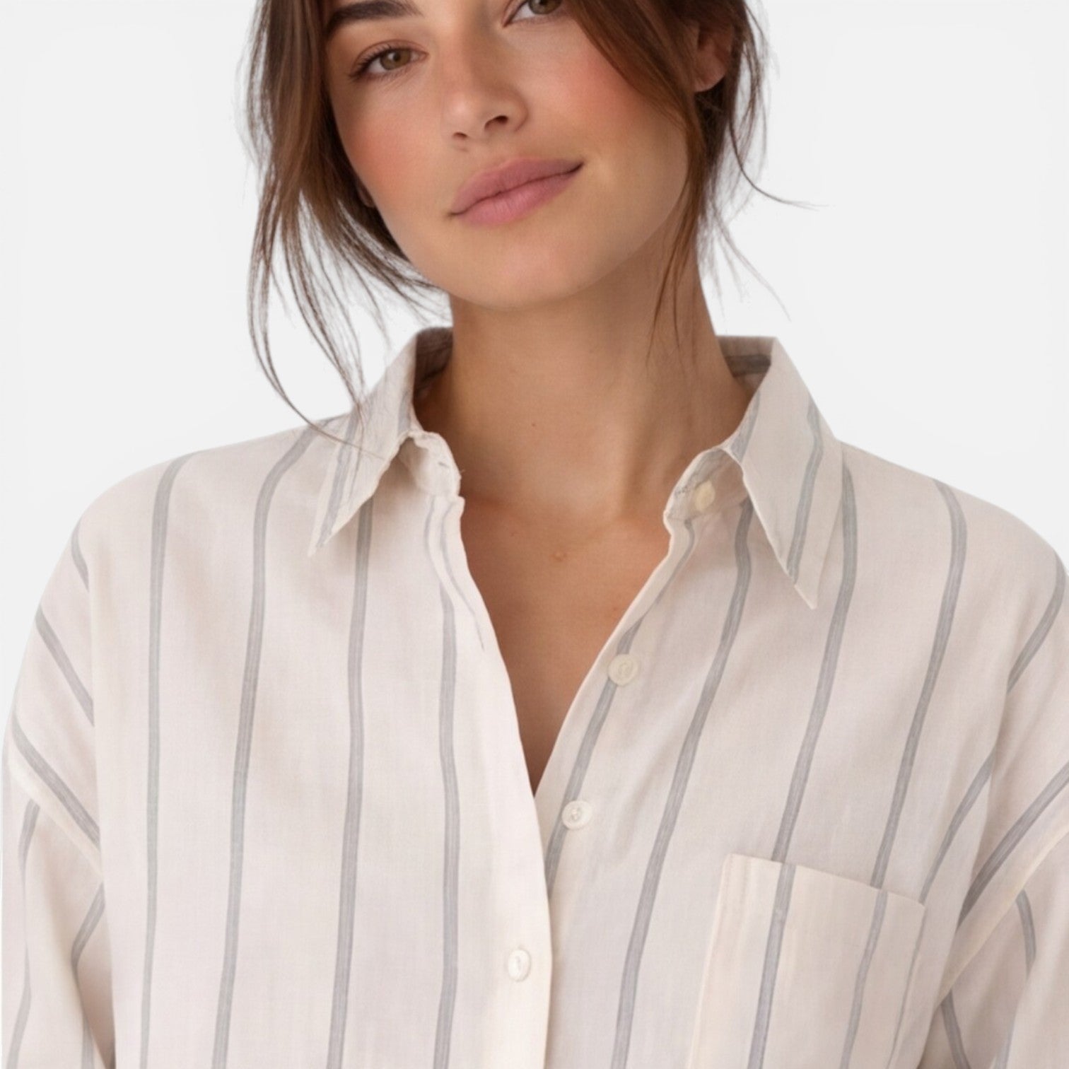 Women’s Striped Button Down Shirt Relaxed Fit Lightweight