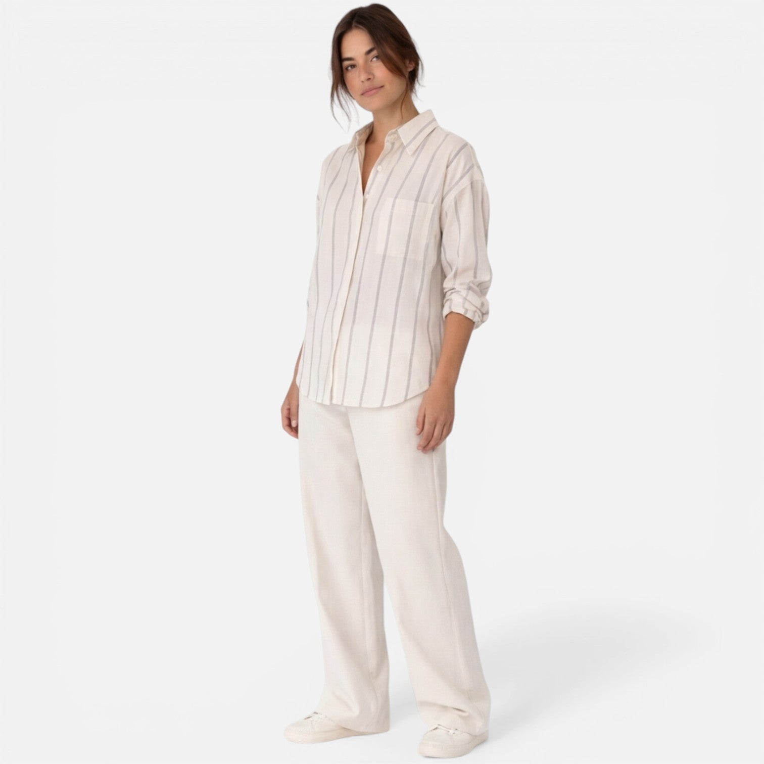 Women’s Striped Button Down Shirt Relaxed Fit Lightweight