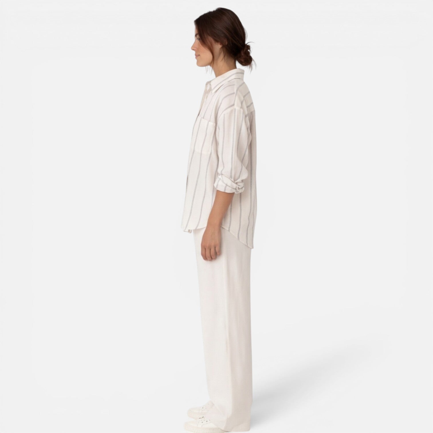 Women’s Striped Button Down Shirt Relaxed Fit Lightweight