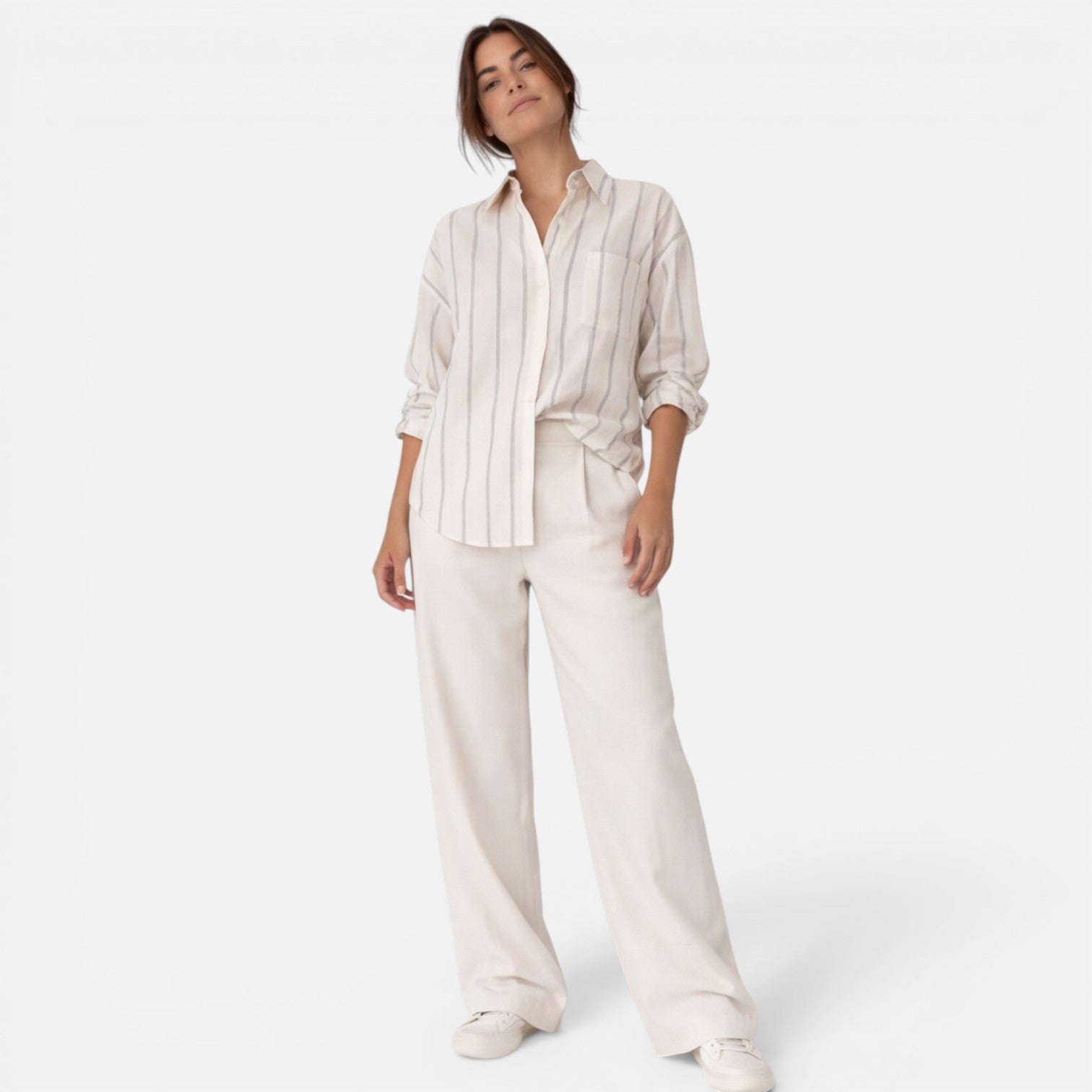 Women’s Striped Button Down Shirt Relaxed Fit Lightweight