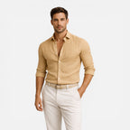 Felorro | Men’s Linen Cotton Blend Shirt Slim Fit Breathable Button Down