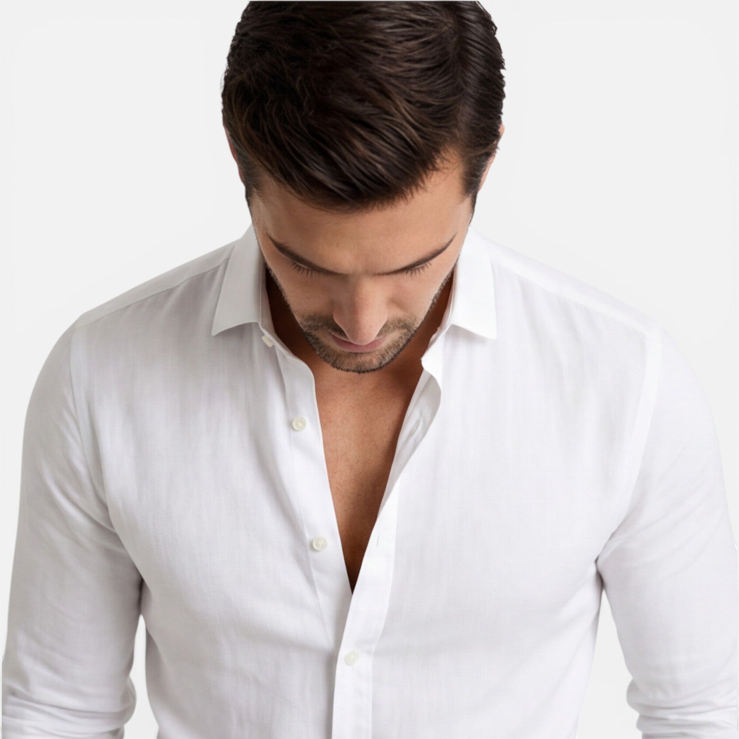 Felorro | Men’s Linen Cotton Blend Shirt Slim Fit Breathable Button Down