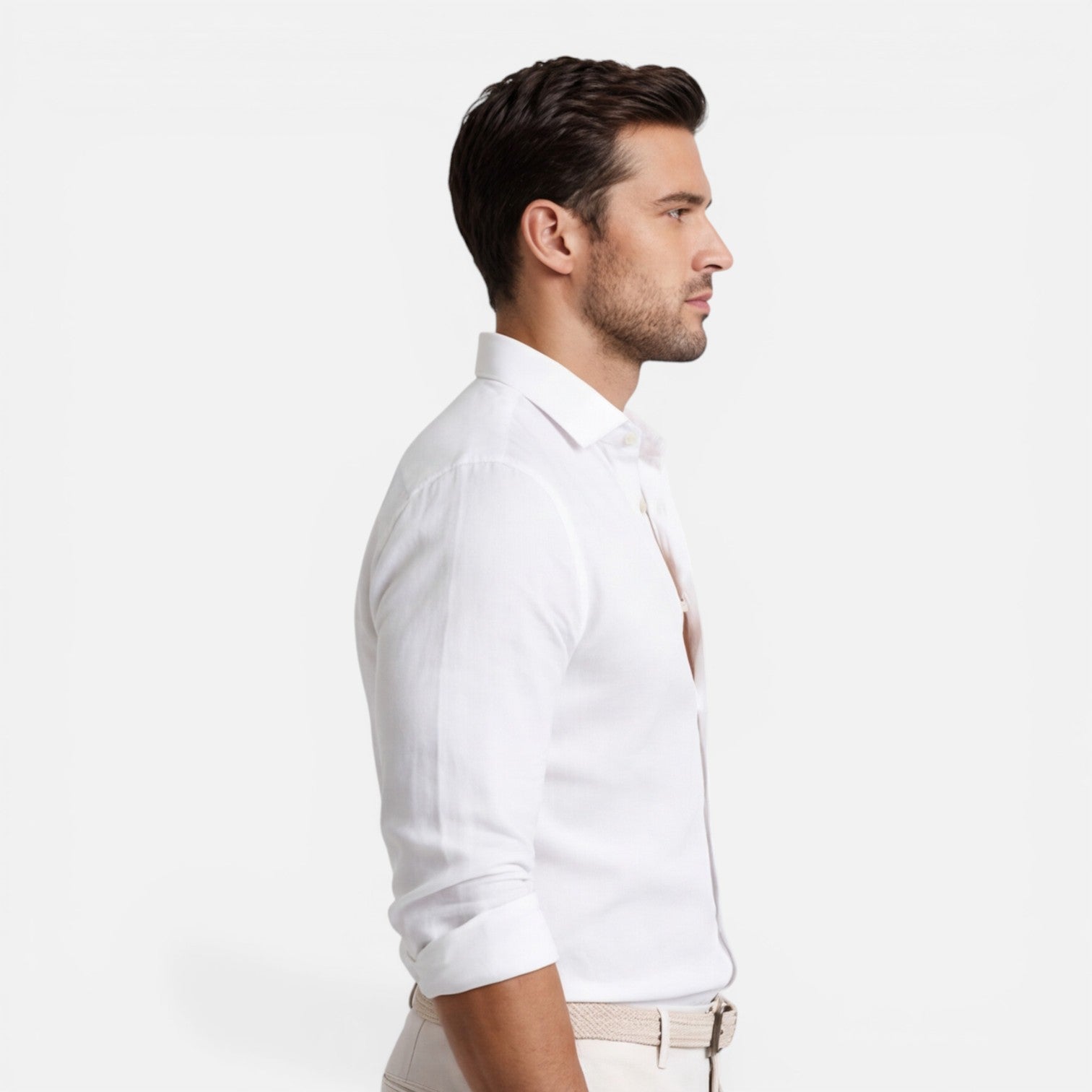 Felorro | Men’s Linen Cotton Blend Shirt Slim Fit Breathable Button Down
