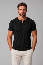 Men's Short Sleeve Henley T-Shirt Casual Fit