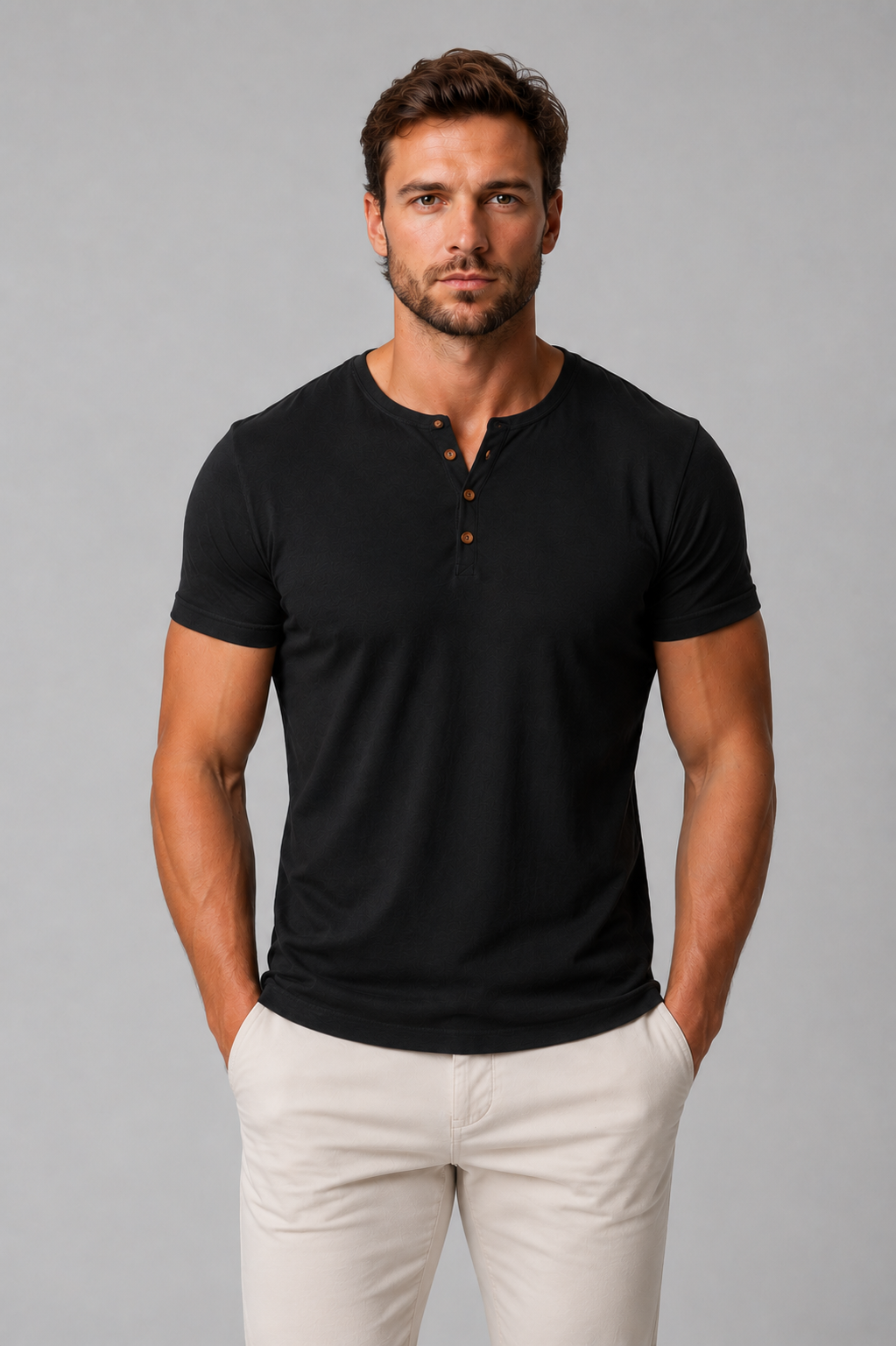 Men's Short Sleeve Henley T-Shirt Casual Fit