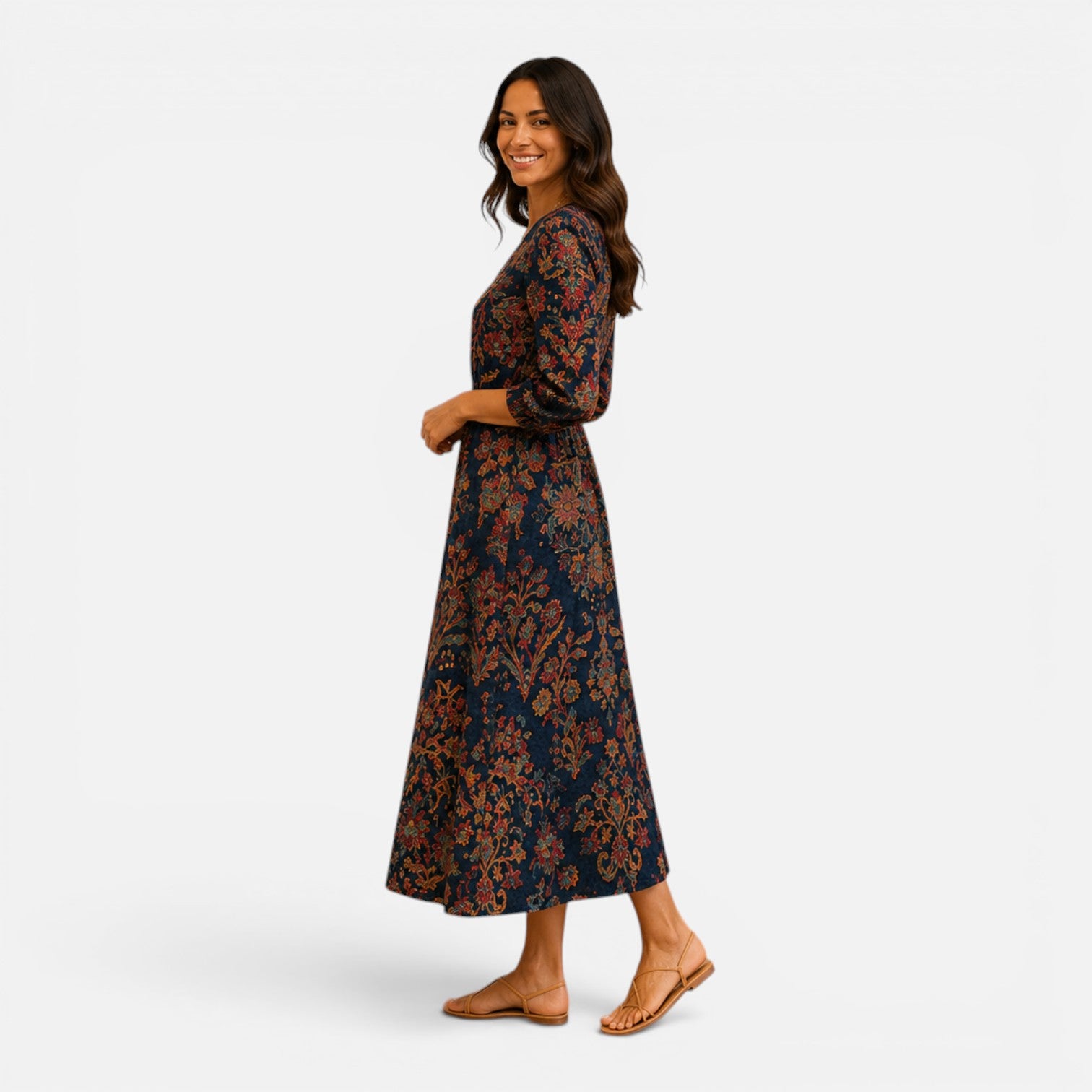 Felorro | Women’s Floral Midi Dress Lightweight