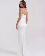 Women’s Strapless Corset Maxi Dress with Ruched Detail