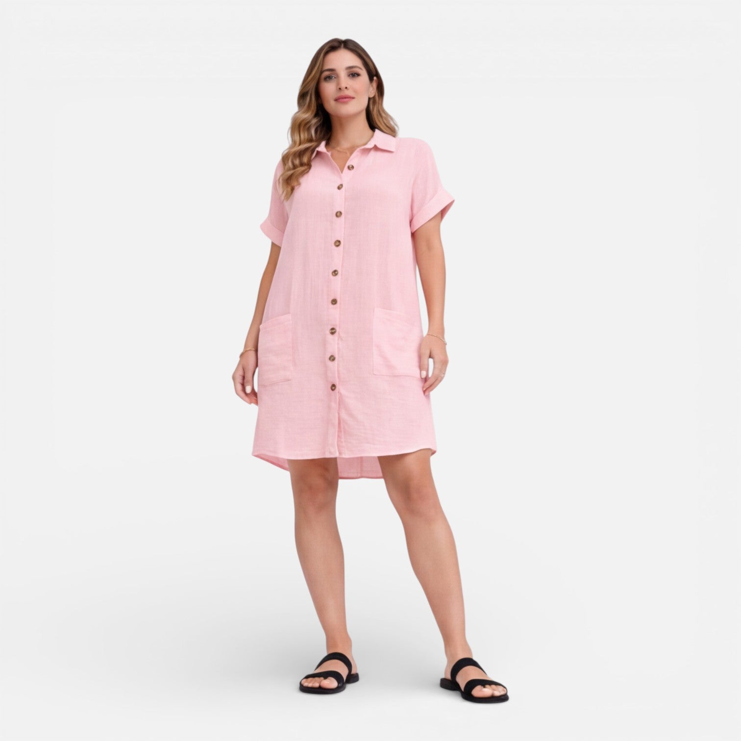 Felorro | Women’s Linen Shirt Dress with Pockets – Casual Summer Dress