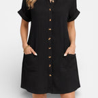 Felorro | Women’s Linen Shirt Dress with Pockets – Casual Summer Dress