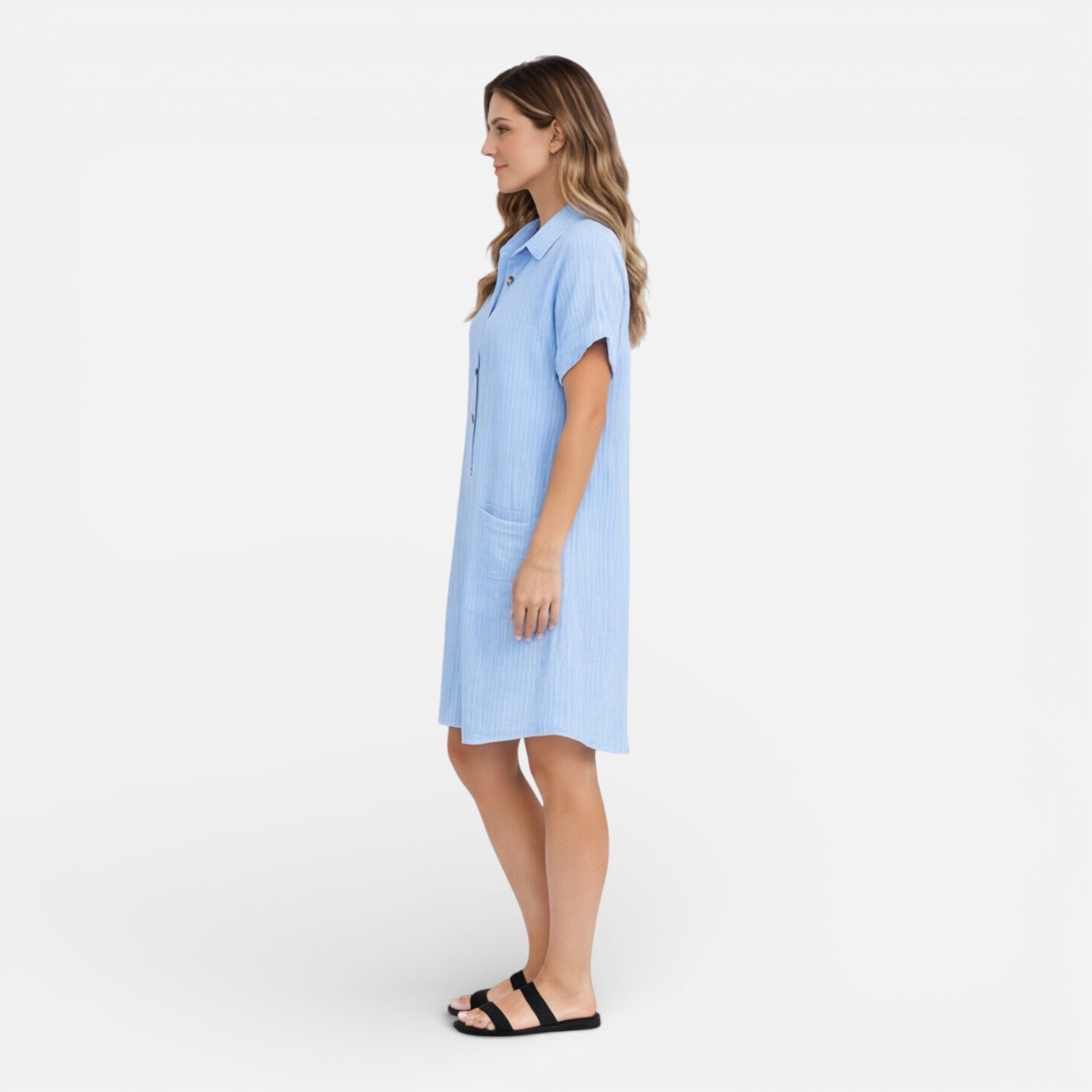 Felorro | Women’s Linen Shirt Dress with Pockets – Casual Summer Dress