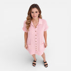 Felorro | Women’s Linen Shirt Dress with Pockets – Casual Summer Dress