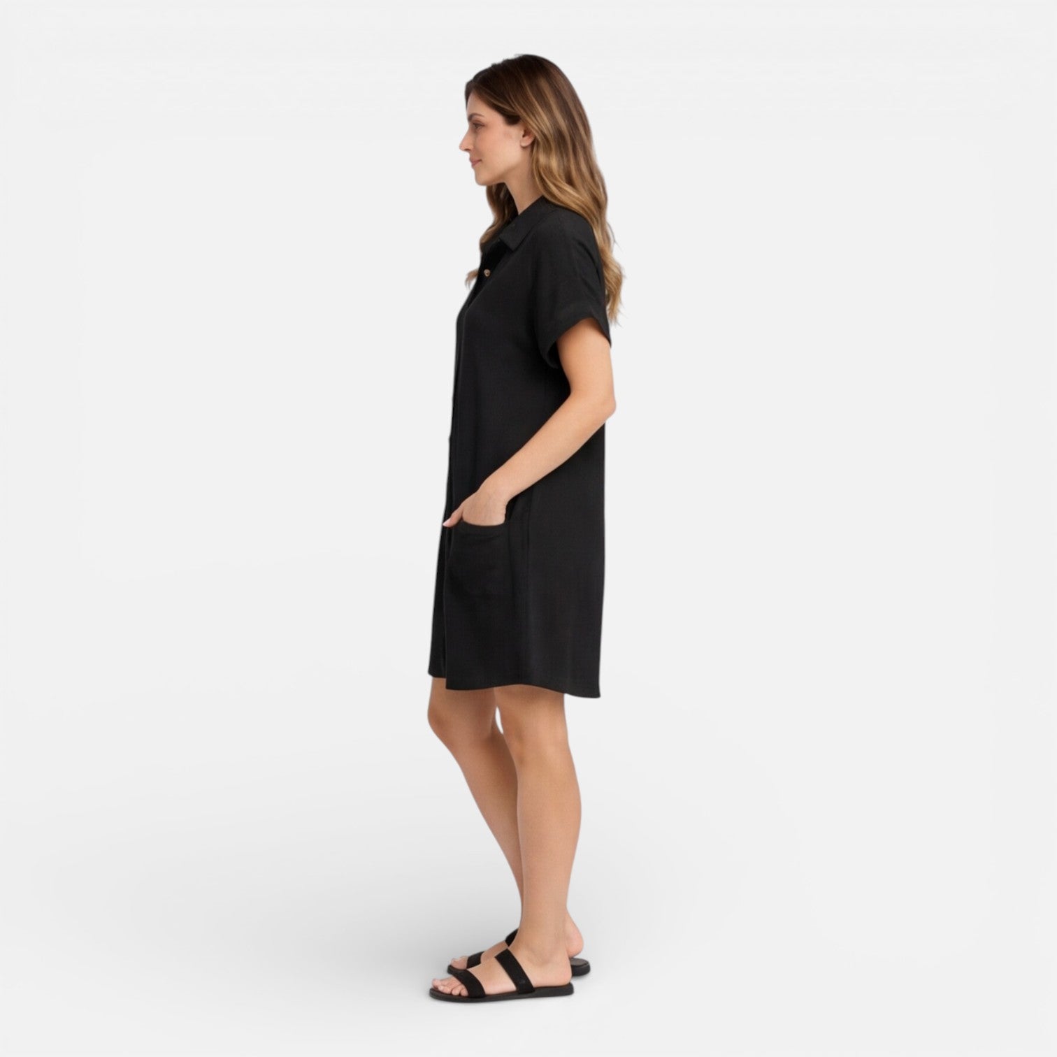 Felorro | Women’s Linen Shirt Dress with Pockets – Casual Summer Dress