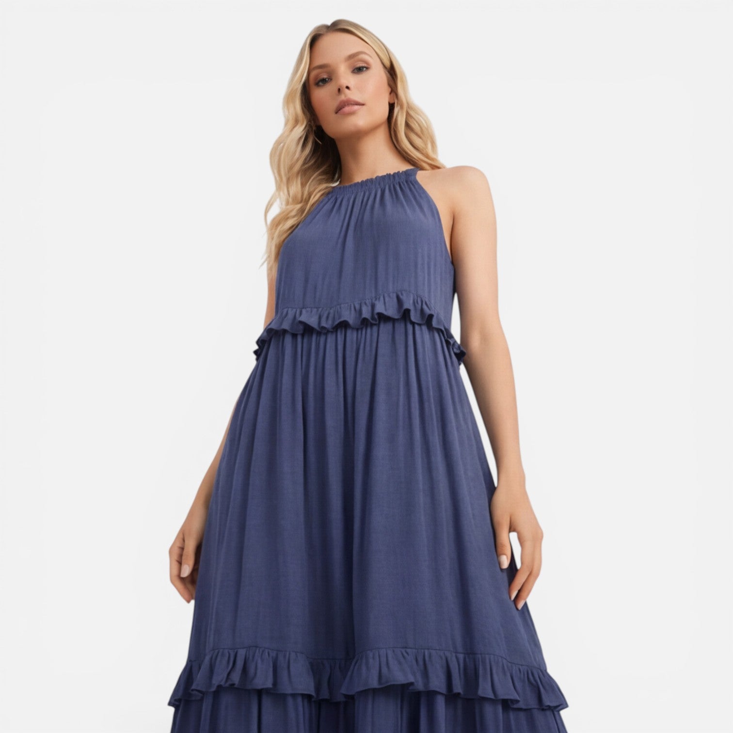 Felorro | Women’s Tiered Maxi Dress Lightweight Flowy Summer Halter Neck
