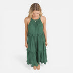 Felorro | Women’s Tiered Maxi Dress Lightweight Flowy Summer Halter Neck