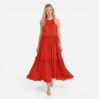 Felorro | Women’s Tiered Maxi Dress Lightweight Flowy Summer Halter Neck