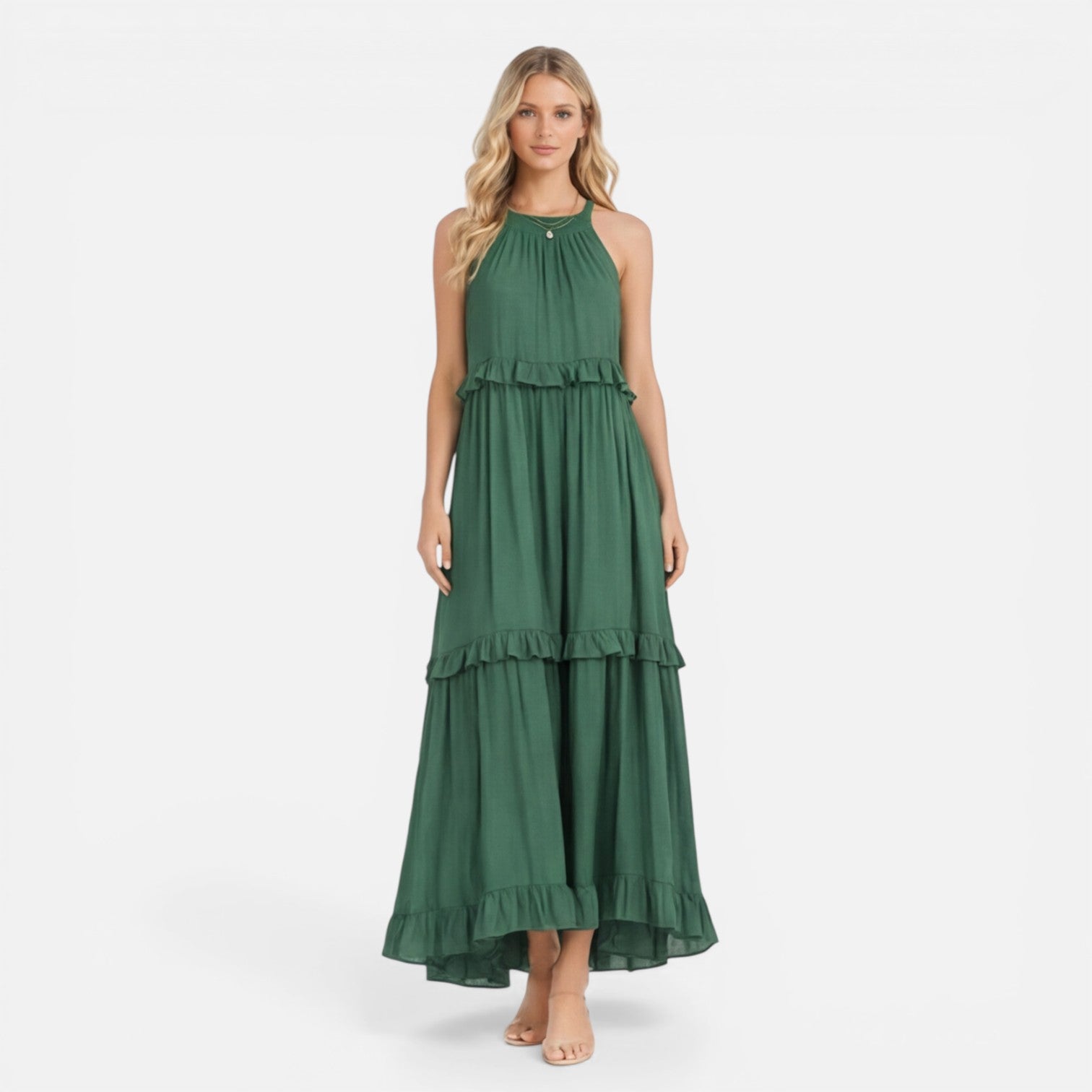 Felorro | Women’s Tiered Maxi Dress Lightweight Flowy Summer Halter Neck
