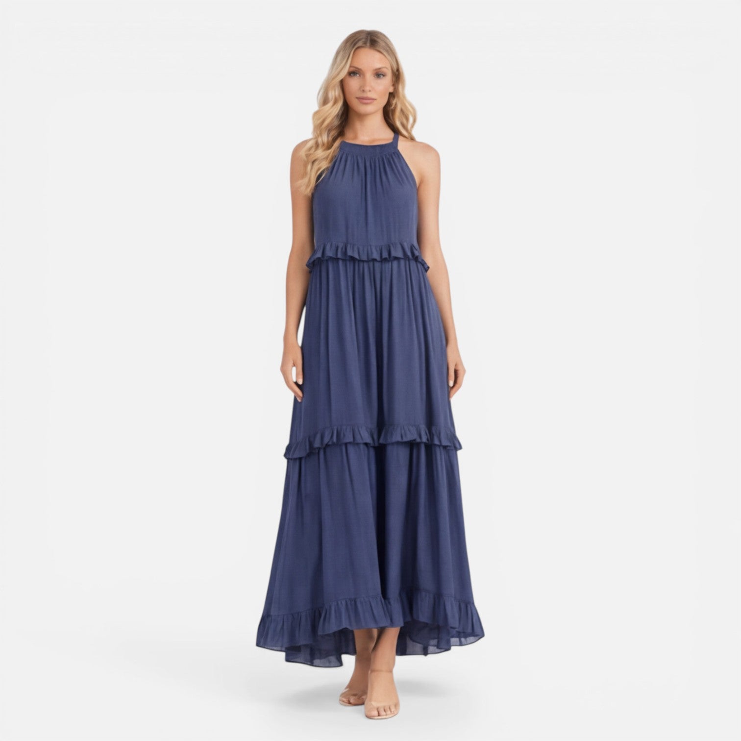 Felorro | Women’s Tiered Maxi Dress Lightweight Flowy Summer Halter Neck