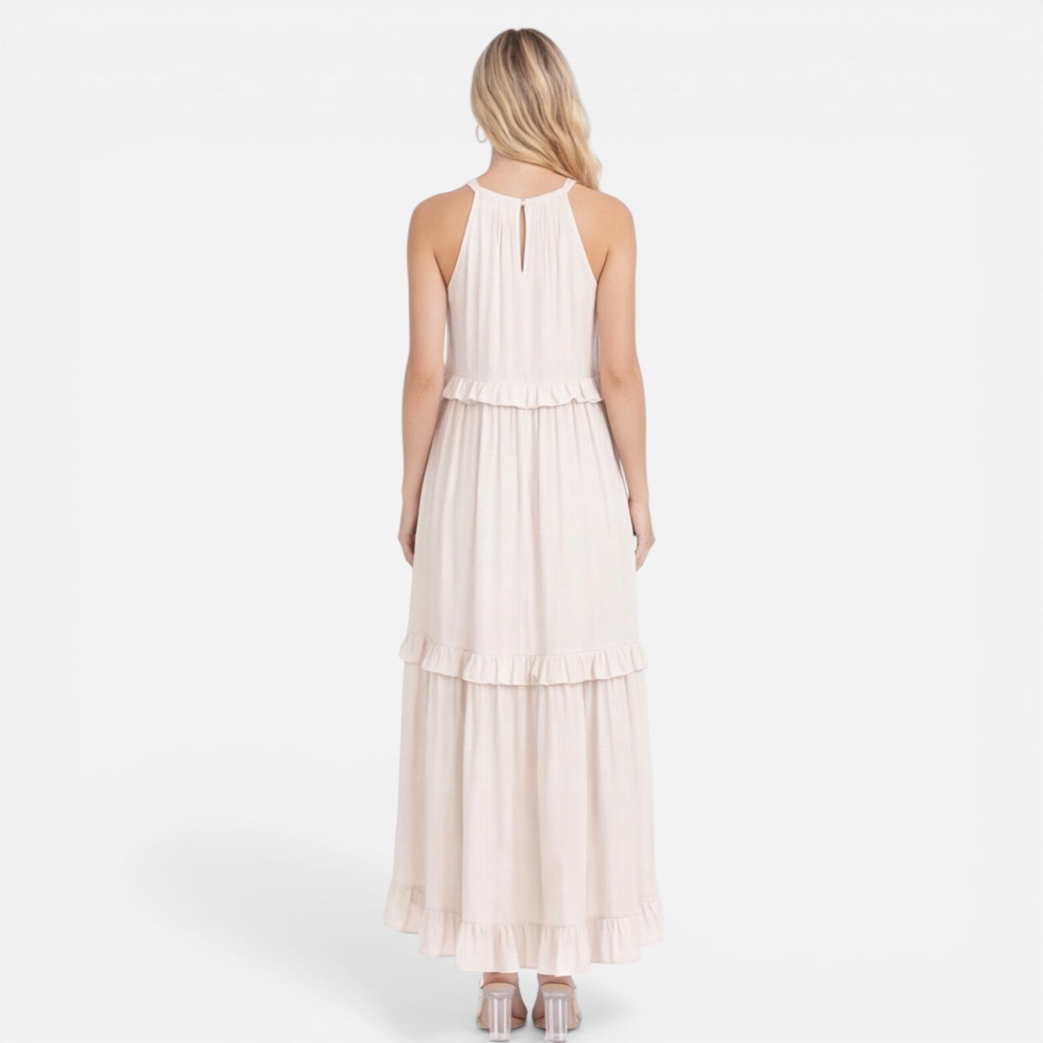 Felorro | Women’s Tiered Maxi Dress Lightweight Flowy Summer Halter Neck