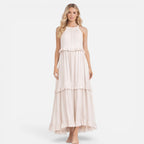 Felorro | Women’s Tiered Maxi Dress Lightweight Flowy Summer Halter Neck