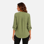 Felorro | Women’s Elegant V Neck Long Sleeve Blouse Dressy Casual Top