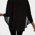 Felorro | Women’s Chiffon Blouse Lightweight Flowing Cape Sleeve Elegant Fit