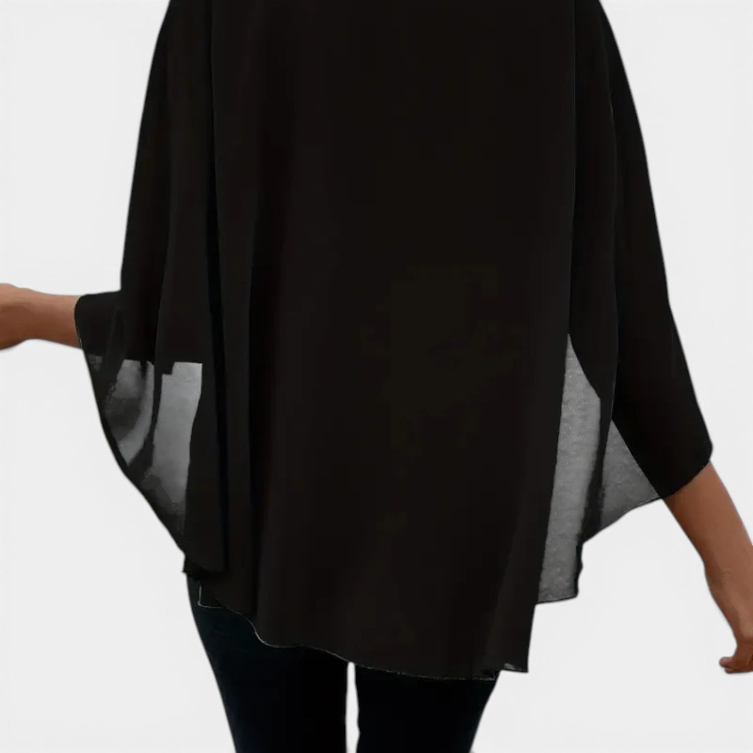 Felorro | Women’s Chiffon Blouse Lightweight Flowing Cape Sleeve Elegant Fit