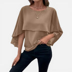 Felorro | Women’s Chiffon Blouse Lightweight Flowing Cape Sleeve Elegant Fit