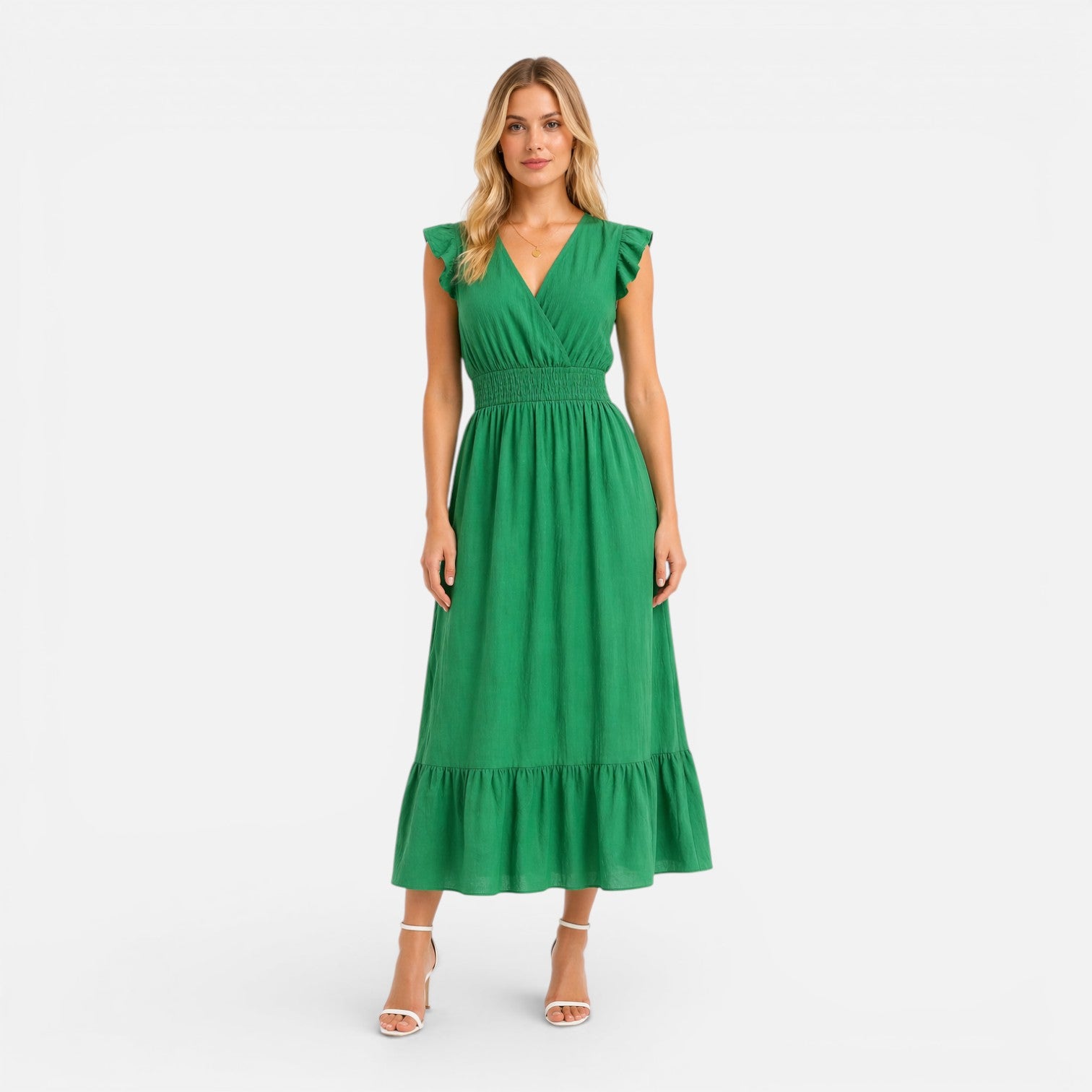 Felorro | Women’s Wrap Midi Dress Cotton Comfortable Elegant Summer